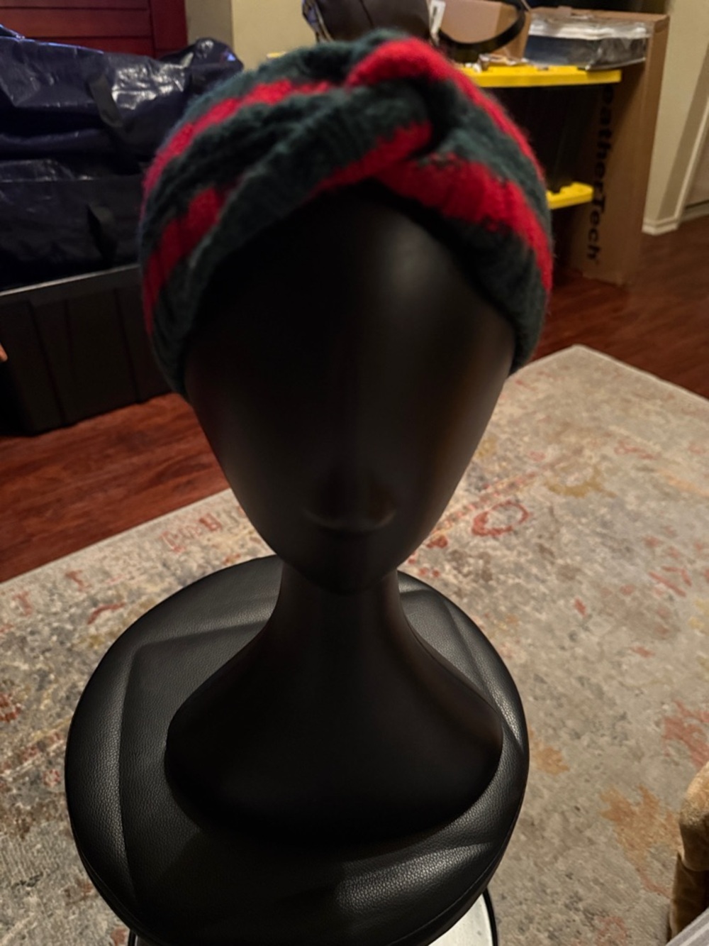 Gucci Knitted Twist Headband in Red and Dark Green